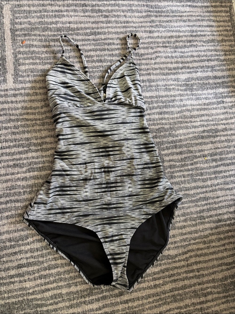 Women’s Grey Striped One-Piece Swimsuit